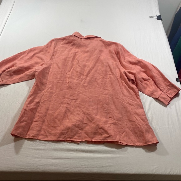 Edward Woman Linen Cardigan Top Women’s 2X Button down long sleeve Top shirt - Picture 7 of 9